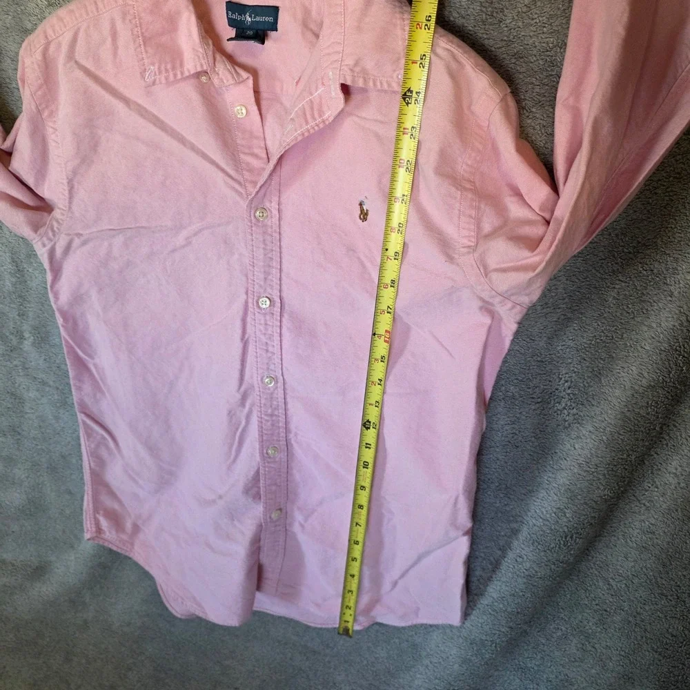Ralph Lauren Mens Pink Cotton Oxford Long Sleeve Button Down Shirt Size 20